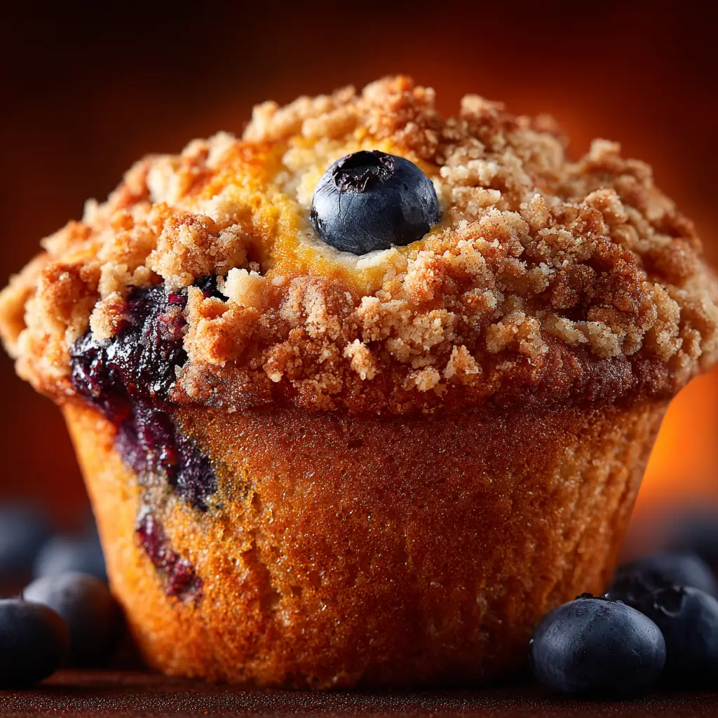 A top-down view of blueberry streusel muffins in a baking tin, showing the crumb topping before baking.