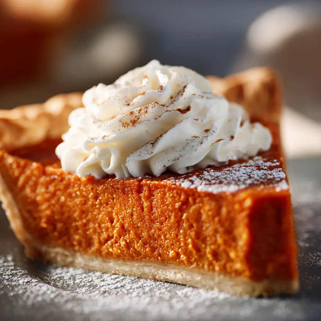 The smooth, orange sweet potato pie filling being mixed in a glass bowl. This shows the creamy texture of the pie filling before baking.