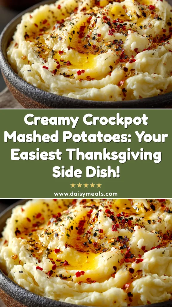 Crockpot Mashed Potatoes: The Easiest, Creamiest Recipe 4 A bowl of creamy Crockpot Mashed Potatoes garnished with fresh chives, with a text overlay that reads 'The Creamiest Crockpot Mashed Potatoes'.