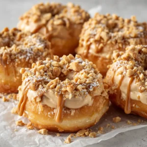 A close-up of a freshly baked donut, sliced in half to show the tender, cakey texture before being filled.