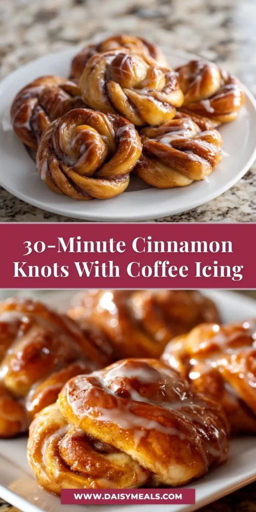 An overhead shot of perfectly golden brown cinnamon knots drizzled with a sweet white glaze, showcasing the best cinnamon knots recipe.