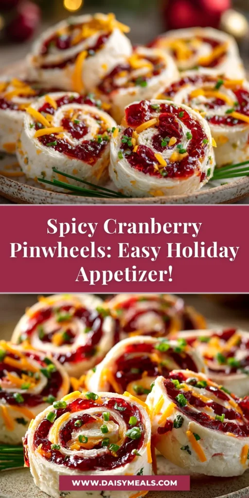 A platter of festive Cranberry Pepper Jelly Pinwheels, showing their vibrant red and white swirl. This easy holiday appetizer is perfect for parties.