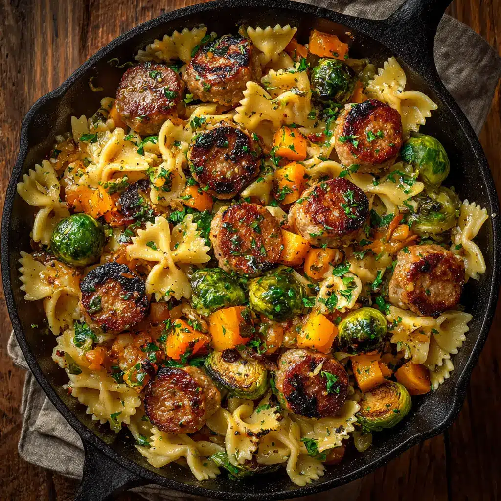 Autumn Pasta with Butternut Squash and Sage 2 An overhead shot of a rustic bowl of creamy butternut squash pasta, garnished with fresh sage.