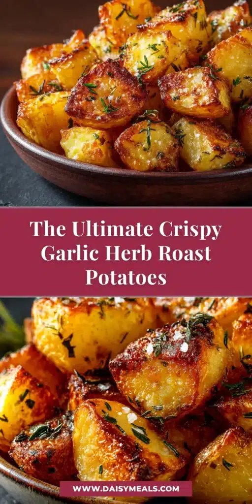 Crispy Roast Potatoes: The Ultimate Guide to Perfect Crunch 3 A pan of golden brown, ultra Crispy Roast Potatoes fresh from the oven, garnished with fresh rosemary and sea salt.