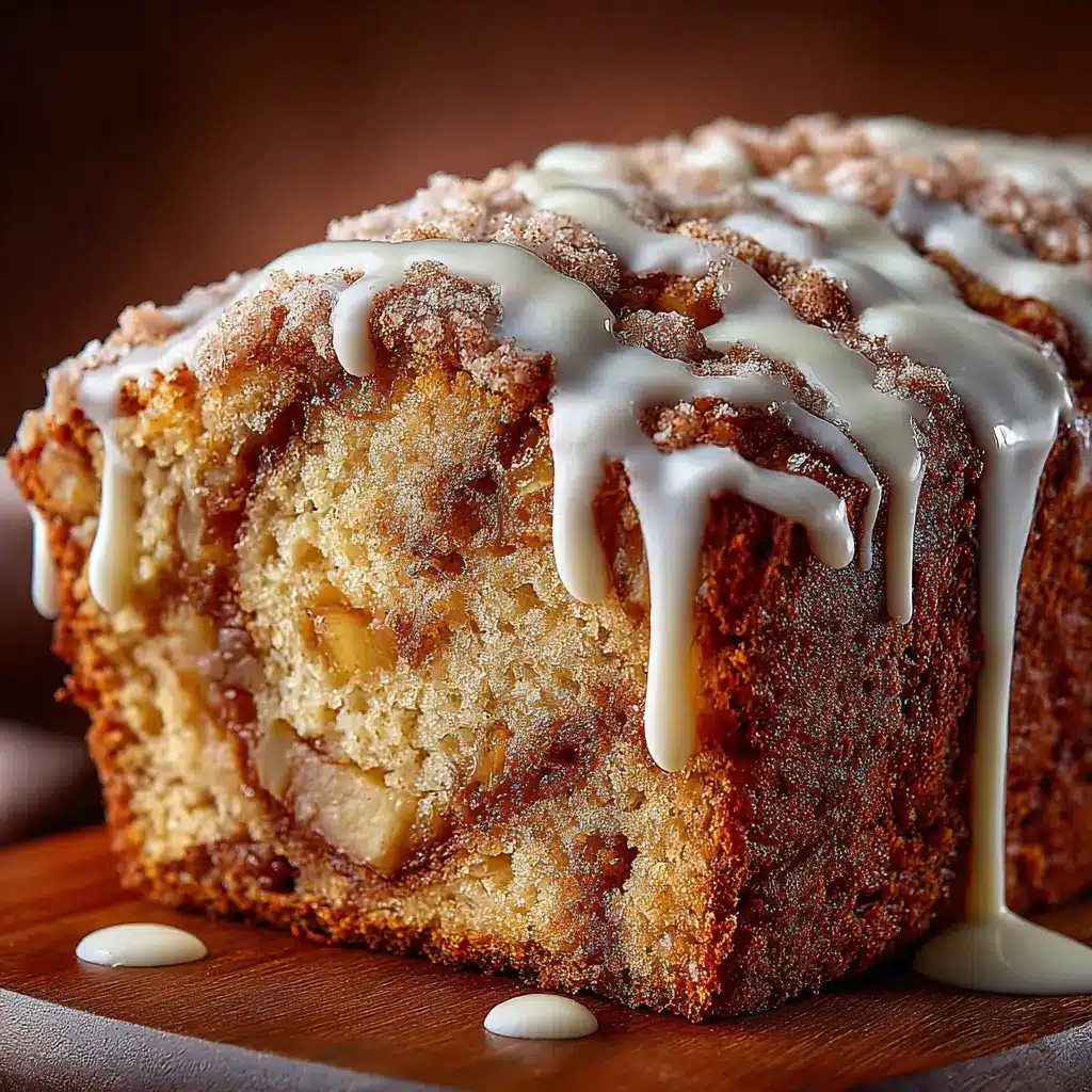 Slices of easy apple bread arranged on a platter, showcasing the tender apple chunks inside.