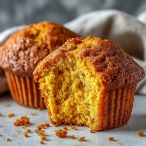 An overhead shot of the ingredients for moist pumpkin muffins laid out, including pumpkin puree, flour, and spices.