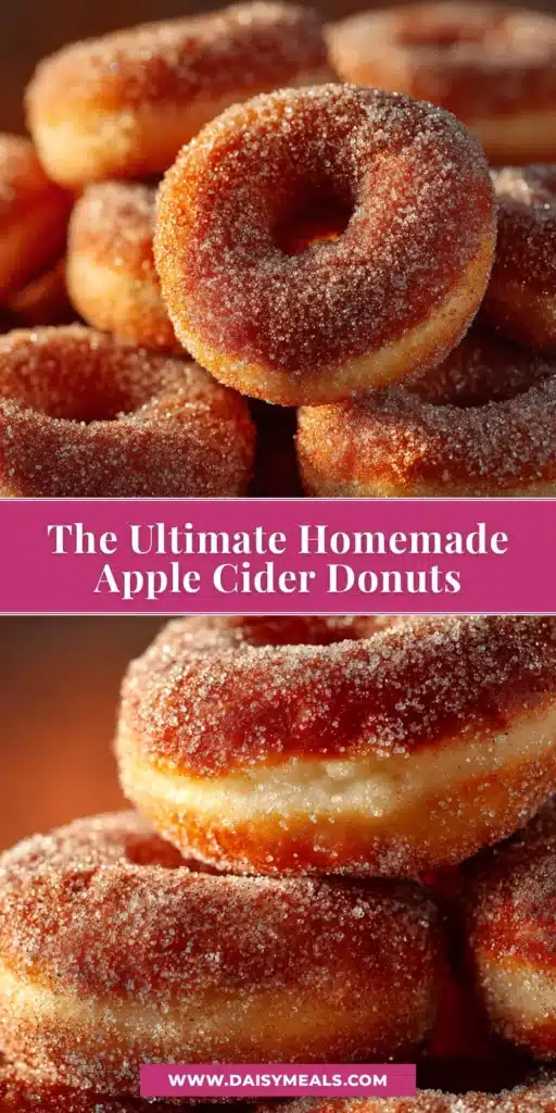 A platter of homemade apple cider donuts coated in cinnamon sugar, with a few donuts stacked on top.