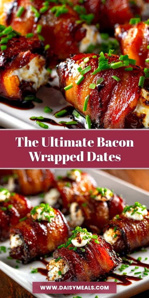 Bacon Wrapped Dates: The Perfect Sweet and Salty Appetizer 3 A platter of delicious bacon wrapped dates, perfectly crispy and glistening. This easy appetizer is sweet, salty, and perfect for any party.