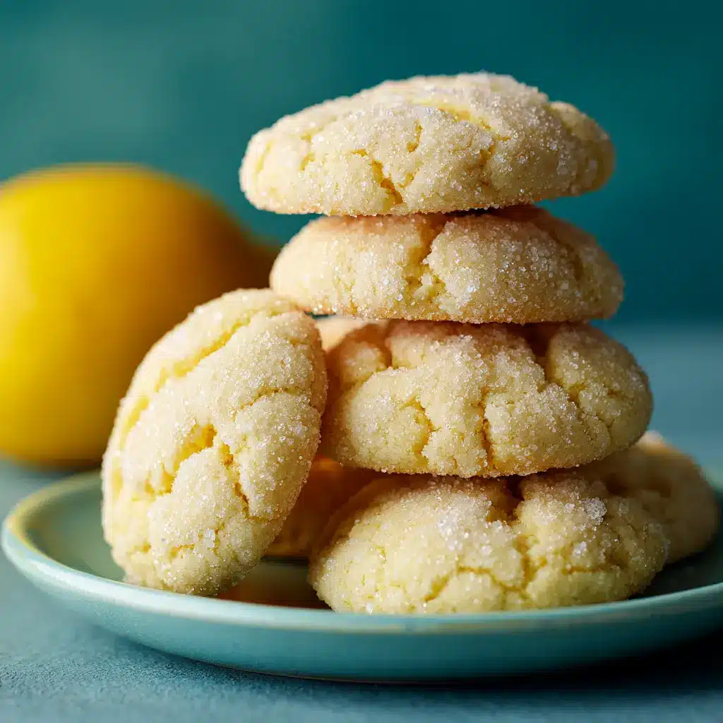 A stack of homemade chewy lemon cookies ready to be glazed, highlighting their golden-brown edges.