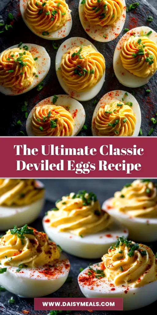 A platter of classic deviled eggs made with a creamy piped filling and garnished with paprika. This image showcases the perfect, easy deviled eggs recipe.
