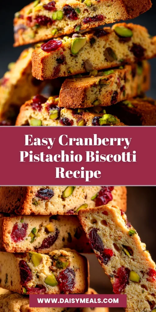 A beautiful platter of homemade Cranberry Pistachio Biscotti, some drizzled with white chocolate, perfect for holiday baking.