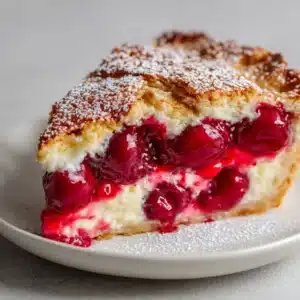 A close-up shot of the creamy custard filling and shredded coconut texture of a homemade impossible pie before serving.