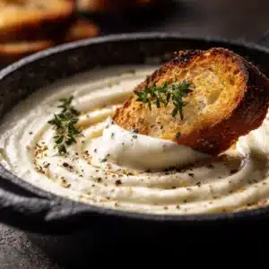 A bowl of fettuccine pasta generously coated in a rich and creamy garlic parmesan alfredo sauce, garnished with fresh parsley.