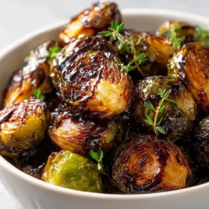 An extreme close-up shot of crispy roasted brussels sprouts, showing the detailed texture and caramelized edges.