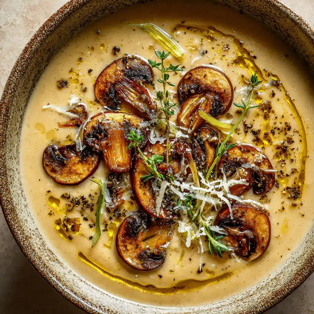 An artful overhead shot of a bowl of ratatouille soup, garnished with fresh herbs. The image captures the vibrant colors of the easy vegetable soup.