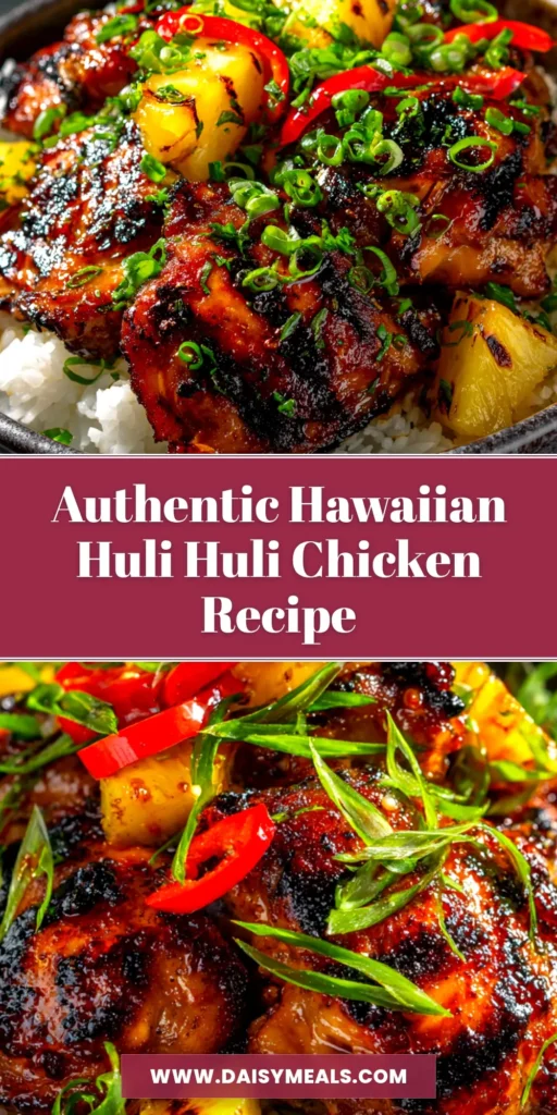 Huli Huli Chicken (The Easiest, Juiciest Hawaiian BBQ!) 4 A skewer of perfectly grilled Huli Huli chicken with pineapple and red onion, showing a delicious caramelized glaze. The best easy Hawaiian BBQ chicken recipe.