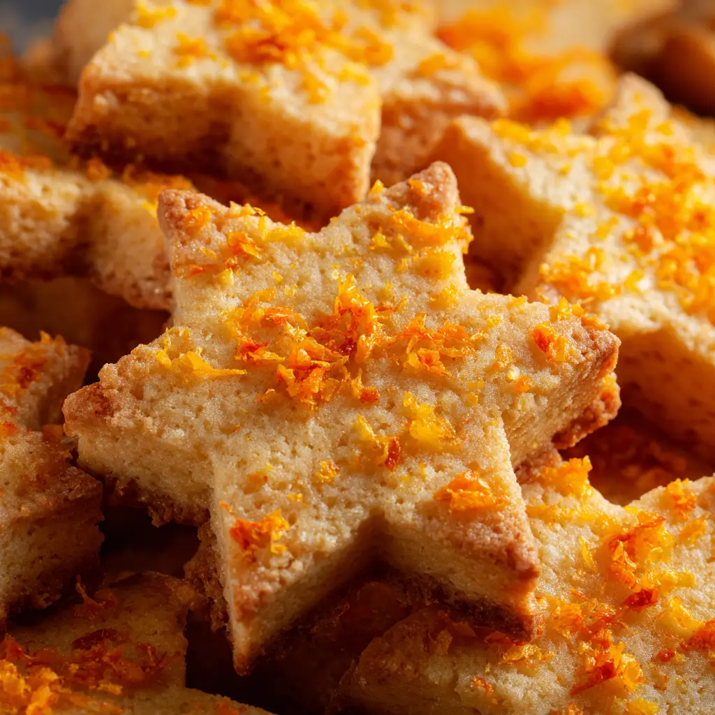 A detailed view of the crumbly Orange Cardamom Shortbread cookie dough being formed into a log on a piece of plastic wrap before chilling.