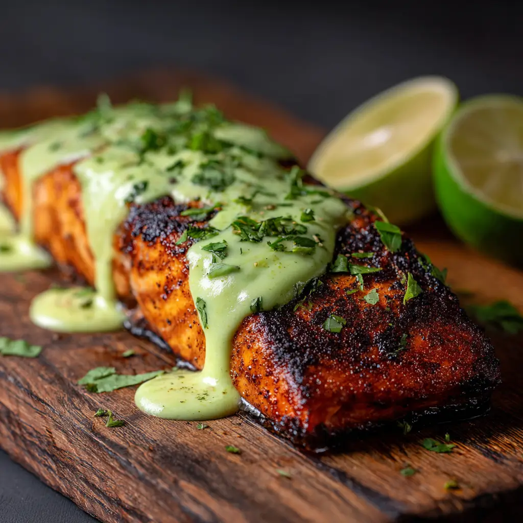 A close-up of a flaky, oven-baked Cajun salmon fillet on a piece of parchment paper, highlighting the rich texture and vibrant spices of the seasoning.