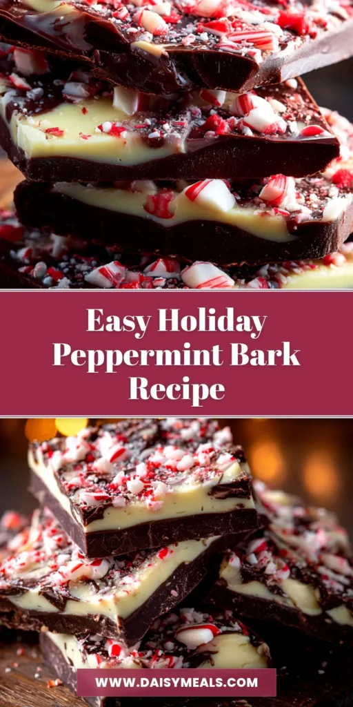 A top-down view of the best Peppermint Bark Recipe, broken into pieces on a sheet of parchment paper, showing the distinct dark and white chocolate layers and crushed candy cane topping.