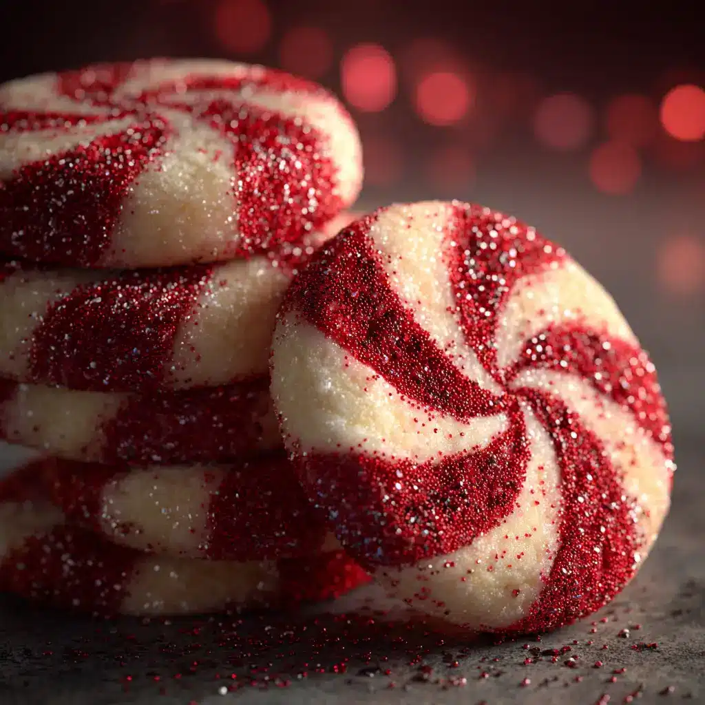 Candy Cane Cookies: The Perfect Peppermint Swirl Recipe 2 A close-up macro shot of peppermint swirl cookies, showing the detailed texture and vibrant red and white colors.
