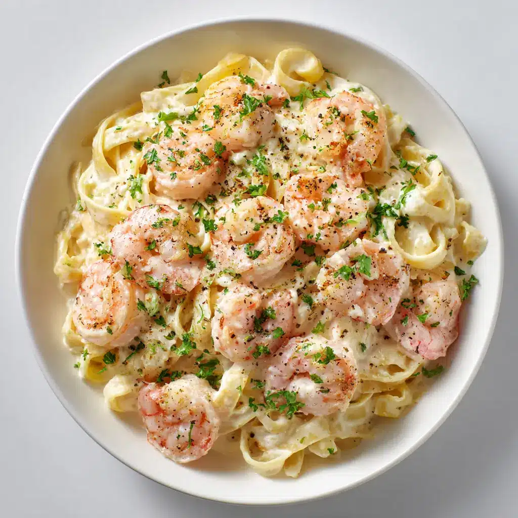 Shrimp Alfredo: The Easiest, Creamiest Recipe (Ready in 30 Mins!) 1 A serving of fettuccine alfredo with shrimp being lifted from a bowl with a fork, emphasizing the creamy sauce and tender pasta.