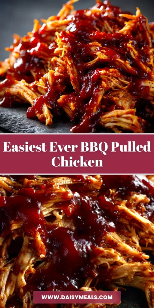 A delicious serving of Slow Cooker BBQ Pulled Chicken piled high on a brioche bun with a side of coleslaw. The perfect easy crockpot dinner recipe.