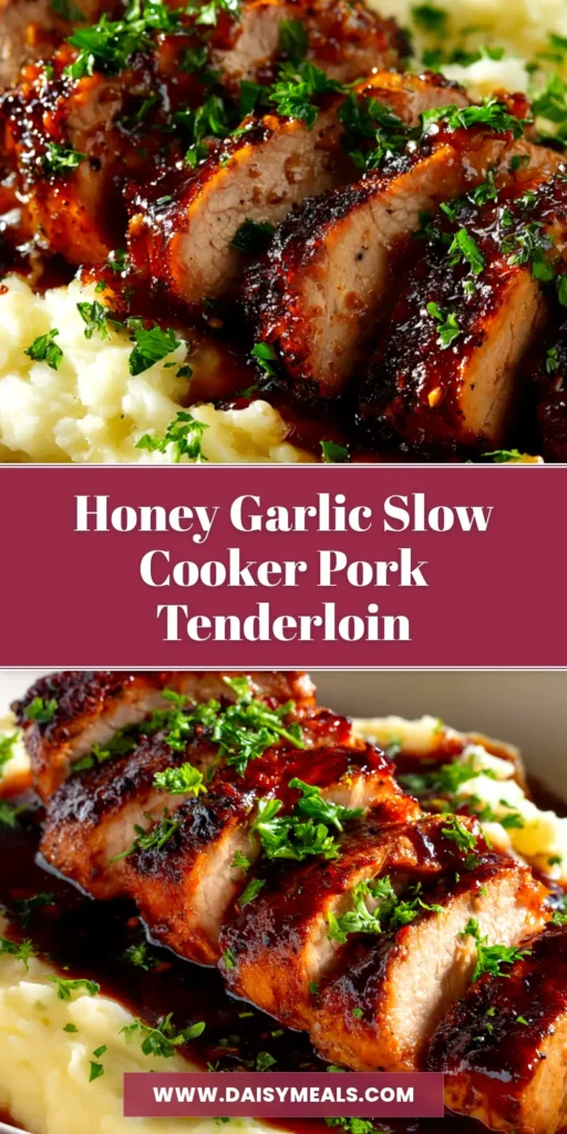 An incredibly juicy and tender Slow Cooker Pork Tenderloin, sliced and served on a platter with a savory gravy. This easy crock pot recipe is perfect for a weeknight dinner.
