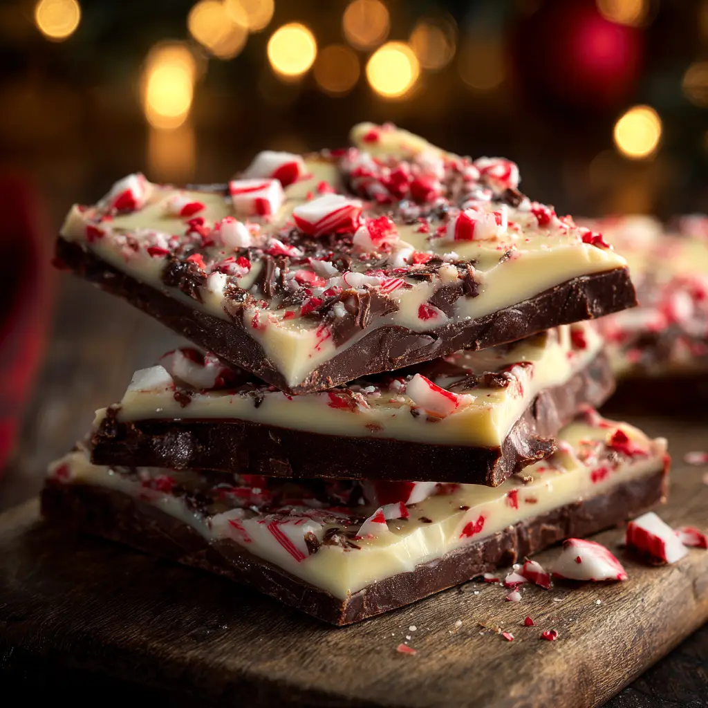 A hand breaking a large piece of freshly made peppermint bark, demonstrating the satisfying snap of the finished Christmas candy.