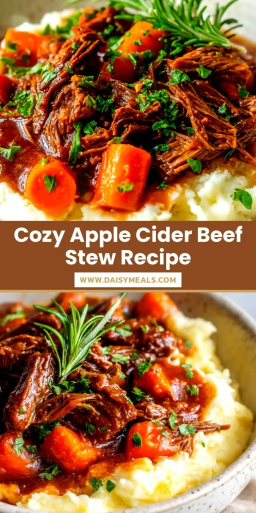 Apple Cider Beef Stew: The Ultimate Comfort Meal 3 A bowl of hearty Apple Cider Beef Stew, garnished with fresh parsley. The perfect comforting fall recipe.