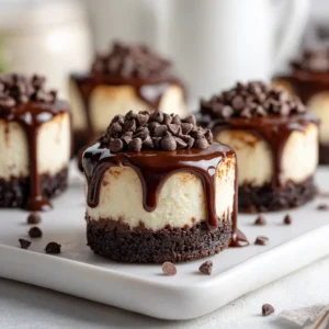 Several brownie bottom mini cheesecakes arranged on a cooling rack, showcasing their golden-brown tops and rich brownie base.