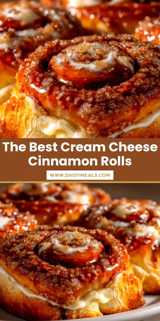 A close-up shot of several gooey cream cheese cinnamon rolls packed in a baking dish, generously topped with white frosting. The perfect recipe for homemade cinnamon rolls.