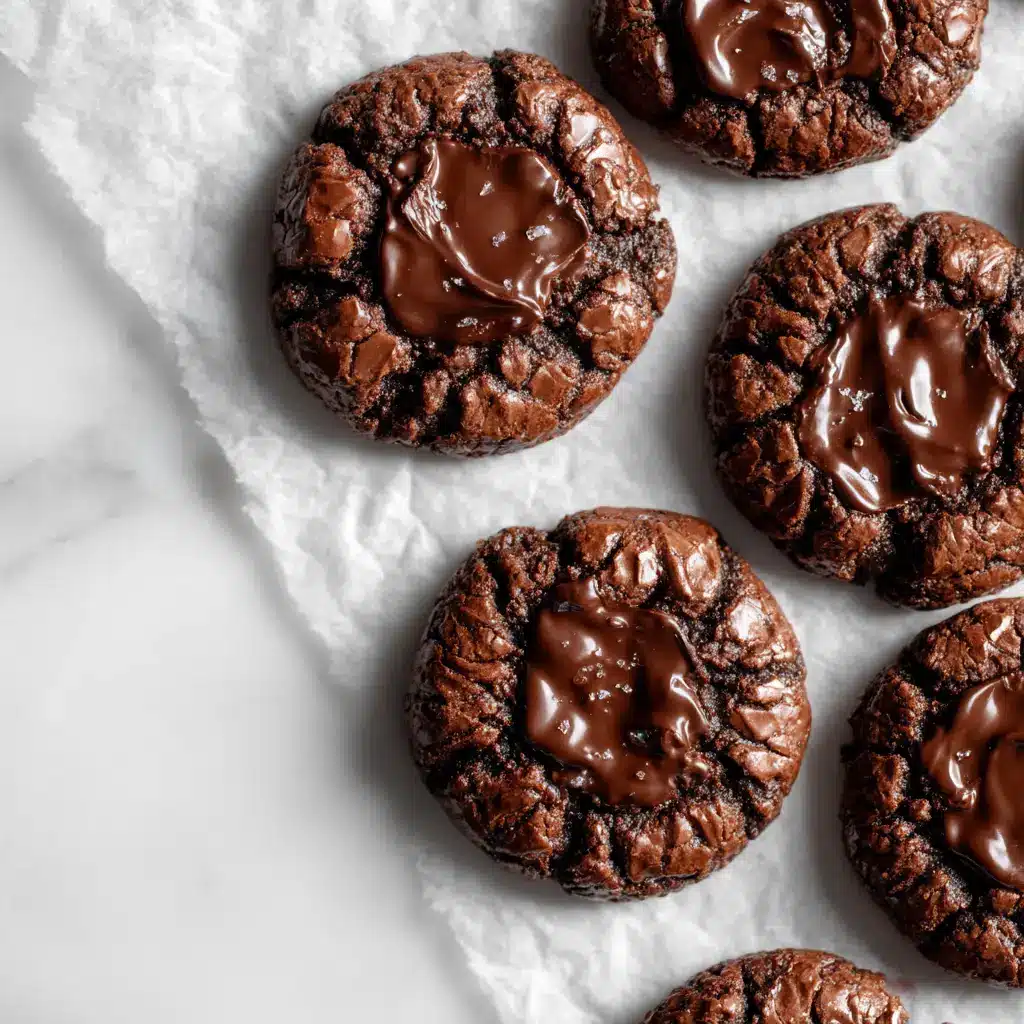 A close-up shot of easy gluten free chocolate cookies cooling on a wire rack. The texture is perfectly cracked and chewy, highlighting the melted chocolate chips inside.