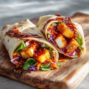 Two freshly made halloumi wraps filled with crispy cheese and salad, ready to be served.