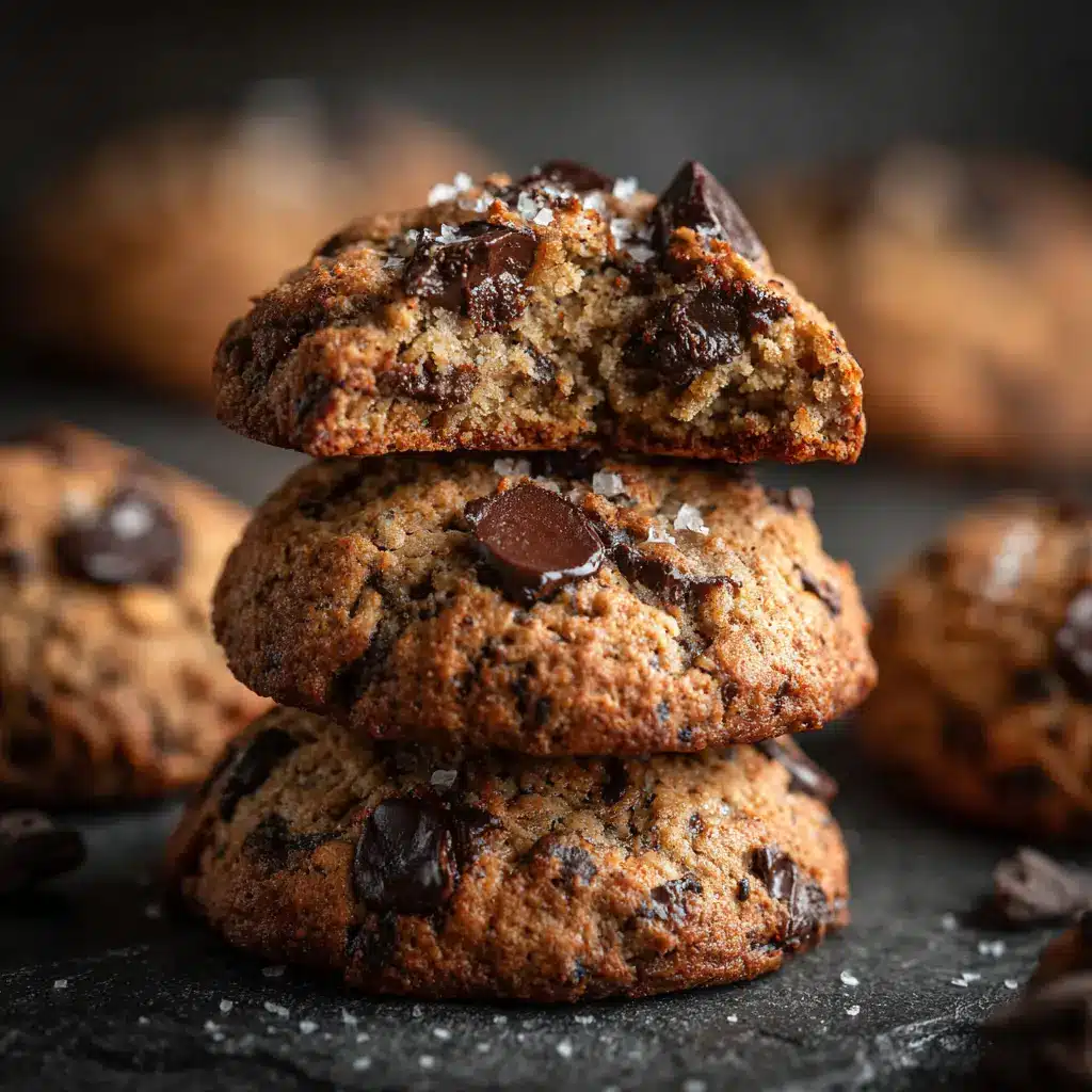 A stack of three healthy banana oat cookies, showcasing their soft and chewy texture. A simple treat with no sugar or flour.