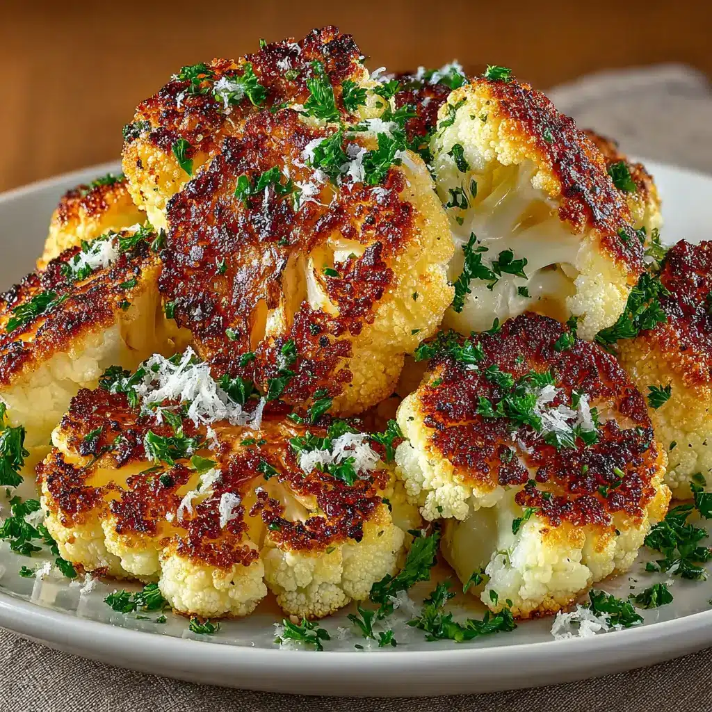 Crispy Roasted Cauliflower (That's Actually Crispy!) 1 A serving of healthy roasted cauliflower in a white bowl, seasoned with paprika and garlic powder, showcasing a perfect healthy side dish.