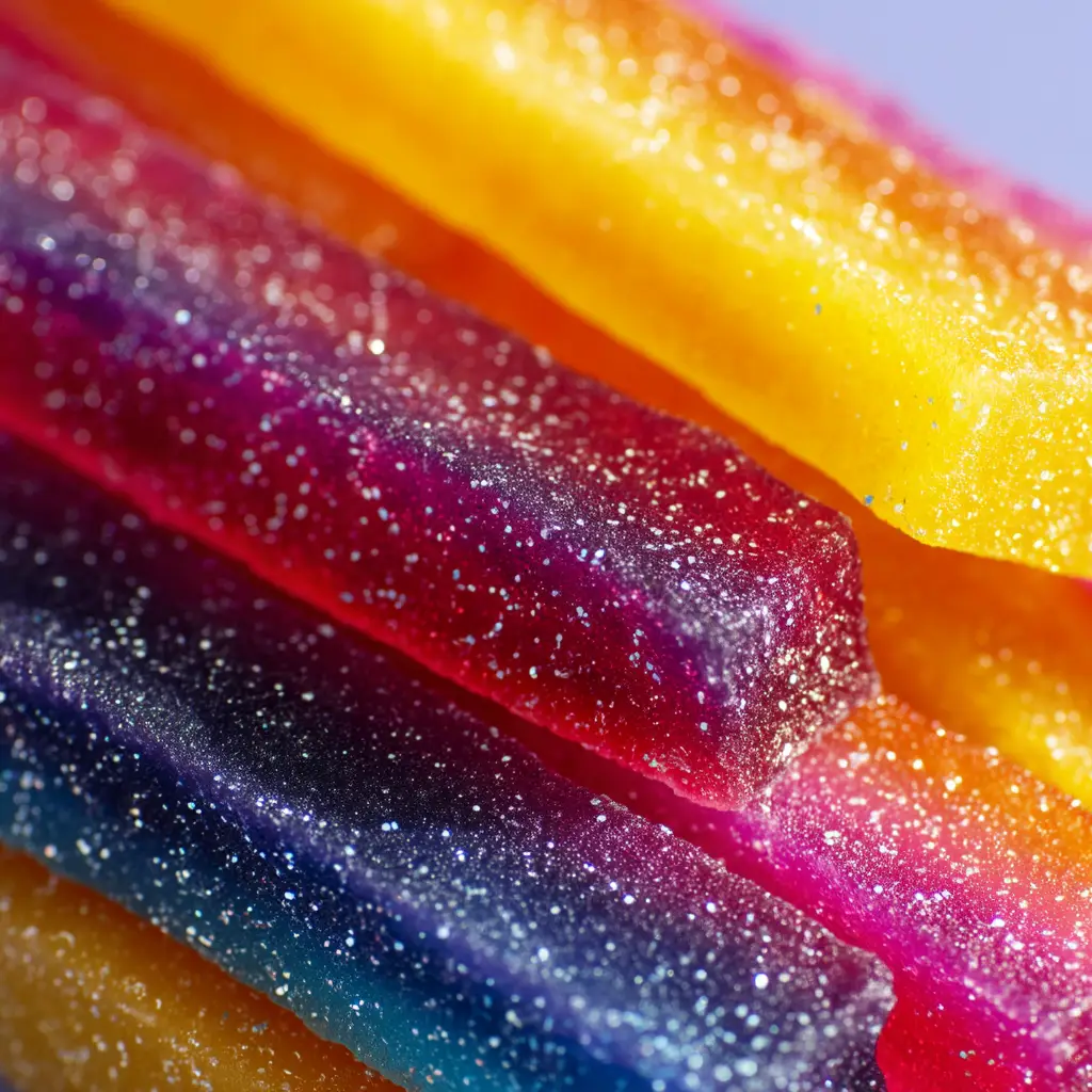 A detailed image of homemade tequila gummies, showing the smooth, firm texture achieved with the recipe. Perfect for making Tequila Gummy Wands.