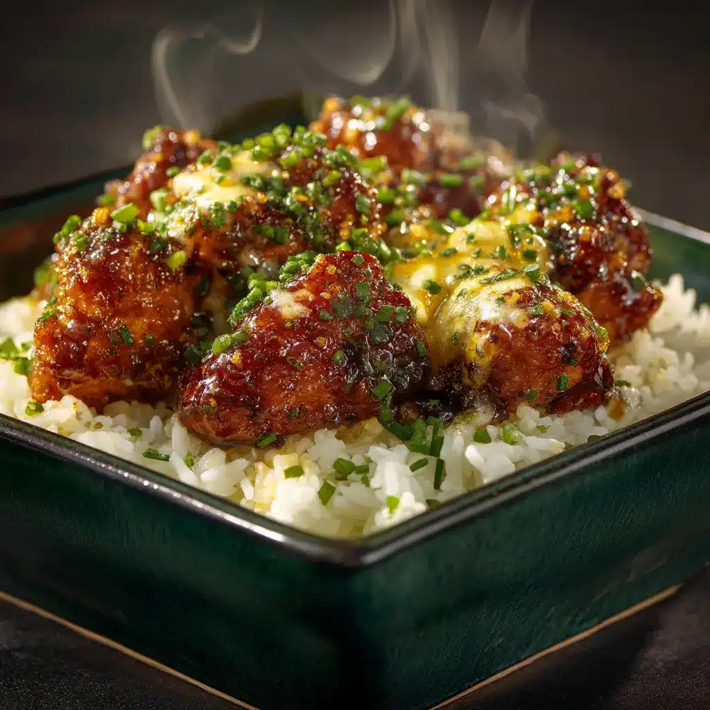 A skillet filled with honey butter glazed chicken, with a wooden spoon stirring the pieces to show the texture of the sauce.