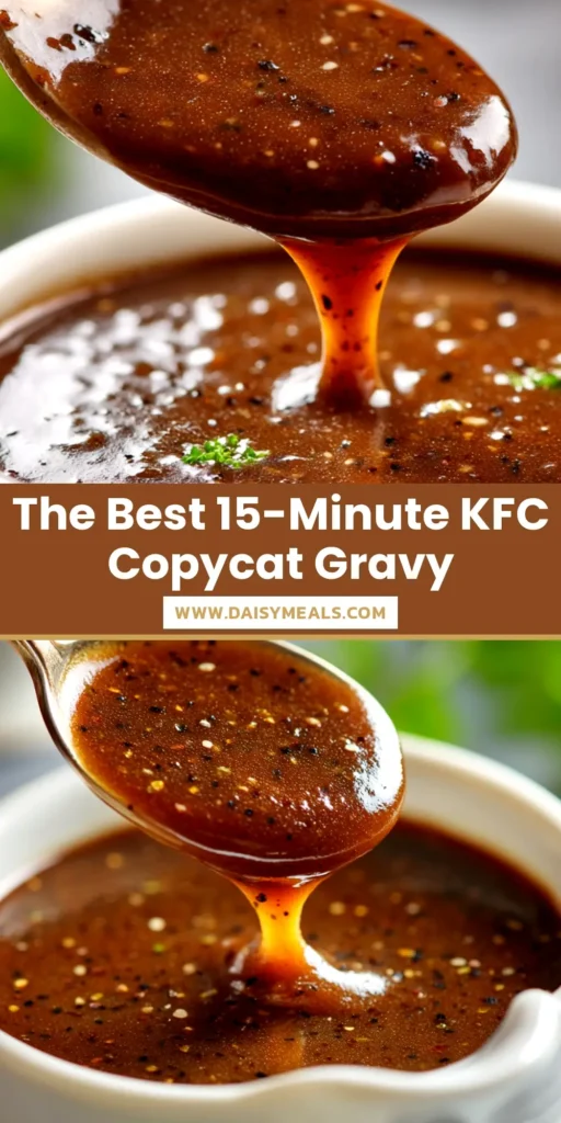 A large white bowl of homemade KFC Gravy Recipe, with a ladle scooping some out. The gravy is rich, brown, and perfectly smooth.