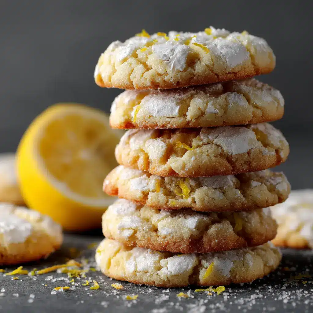 Lemon sugar cookie dough being rolled into balls and coated in sugar before baking.