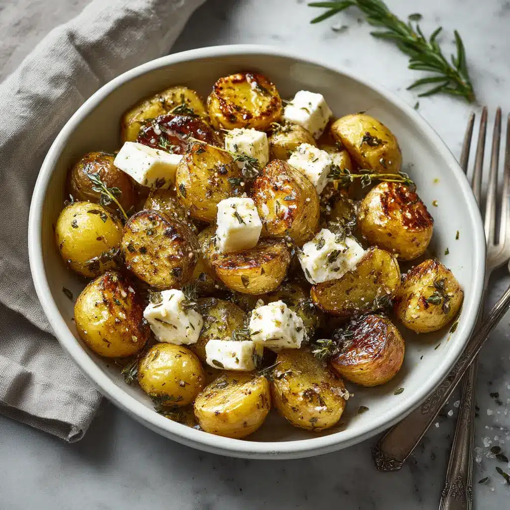 Greek Lemon Potatoes: The Ultimate Recipe for Crispy, Tangy Perfection 2 A close-up shot of oven-roasted Greek lemon potatoes in a white shallow bowl, highlighting their crispy, golden-brown texture.
