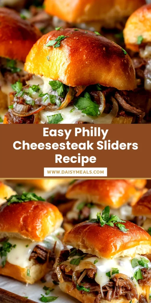 A tray of delicious Philly cheesesteak sliders made with Hawaiian rolls, topped with a golden garlic butter glaze and ready to be served.