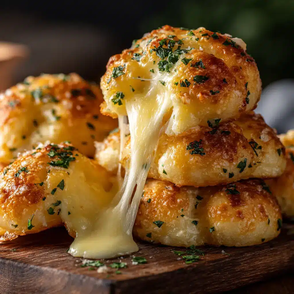 A detailed image showing the garlic herb butter being brushed over the raw dough balls before baking.
