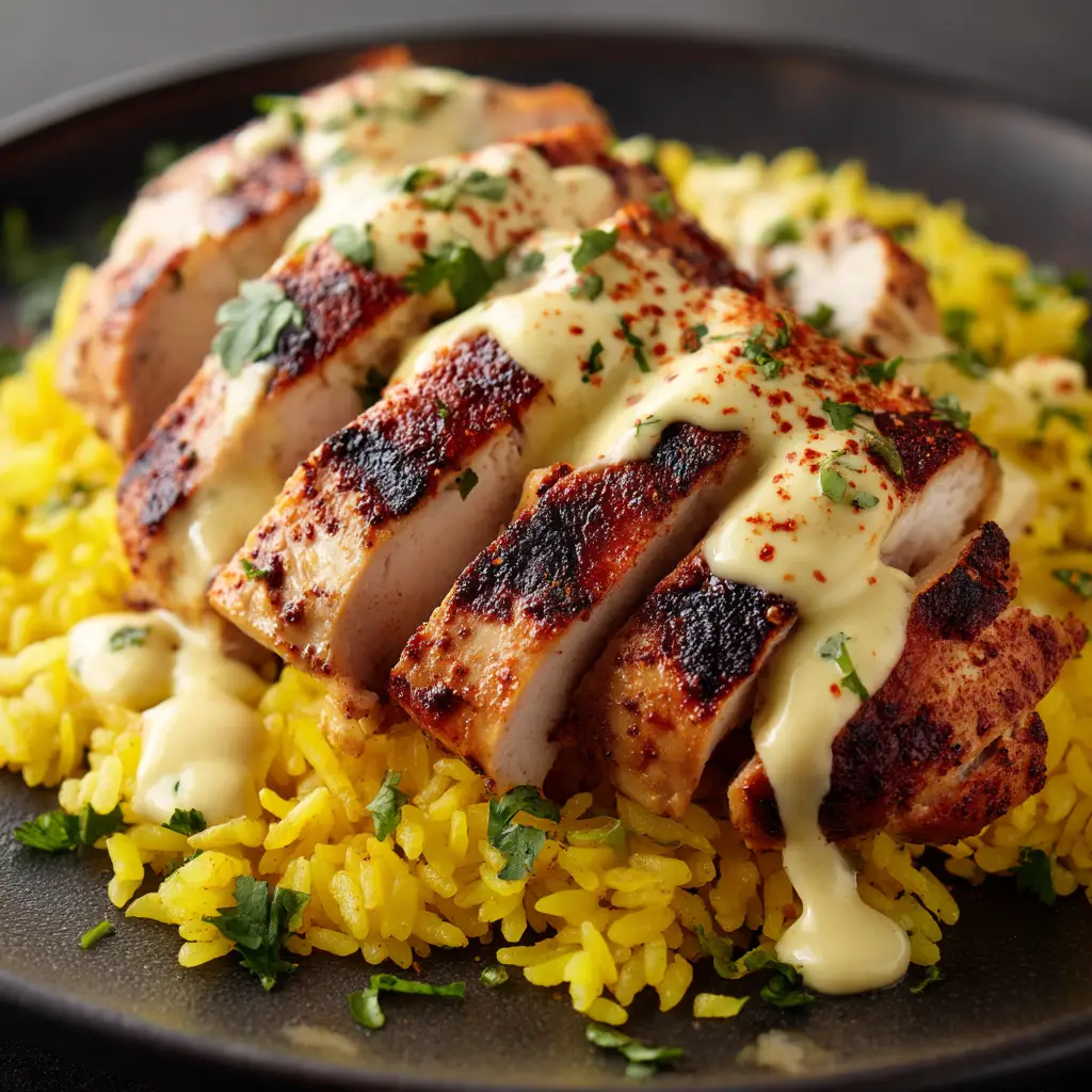 A close-up shot of juicy, seasoned chicken cubes in a skillet before adding the cheese sauce. The chicken is perfectly browned and spiced.