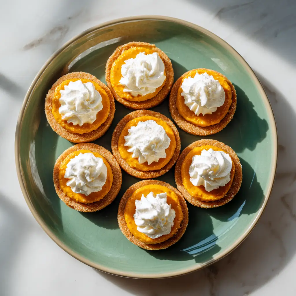 An overhead shot of several pumpkin pie cookies frosted with cream cheese icing, scattered on a rustic wooden background.