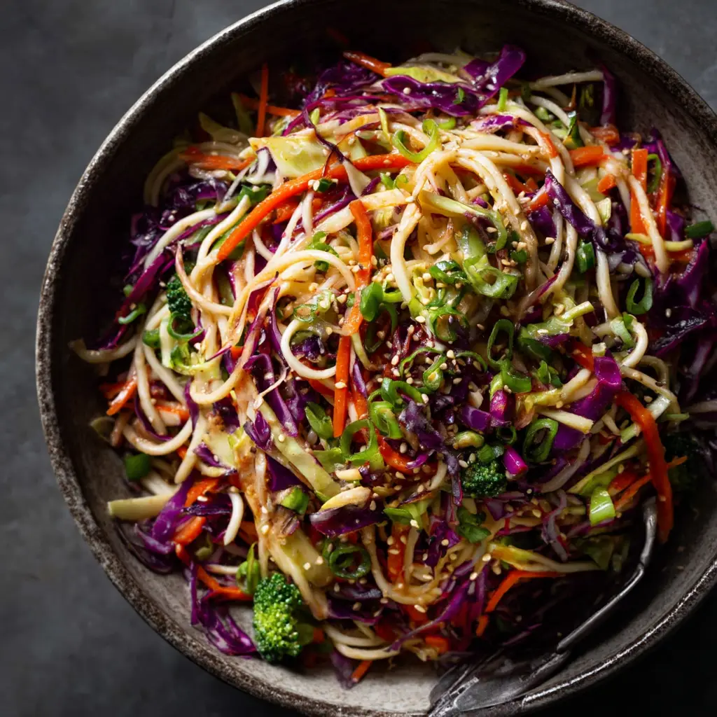 Asian Cabbage Salad: The Ultimate Crunchy & Healthy Recipe 1 A close-up of the crunchy ramen noodle topping for the Asian cabbage salad.