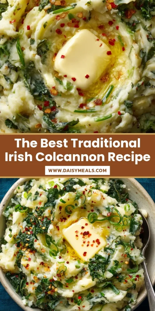 A large white bowl filled with creamy Irish Colcannon, topped with a melting pat of butter and fresh green onions, ready to be shared.