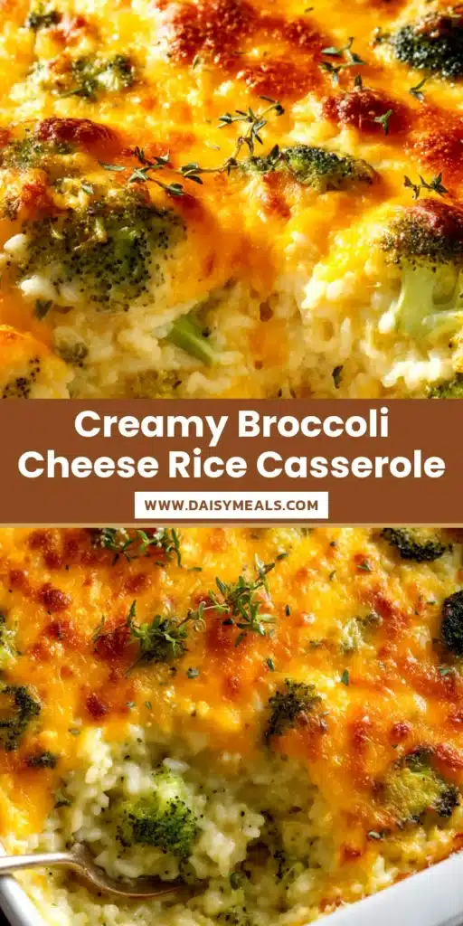 Broccoli Cheese Rice Casserole: The Ultimate Comfort Dish 3 A top-down view of a golden-baked broccoli cheese rice casserole in a white baking dish, ready to be served.