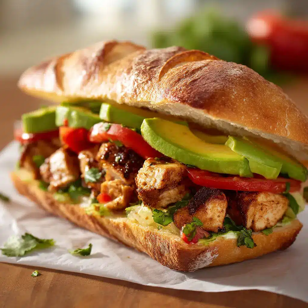 Chicken Torta Sandwich: The Ultimate Mexican Recipe 1 Assembling the perfect chicken torta sandwich with fresh ingredients like tomato, onion, and queso fresco on a bolillo roll.