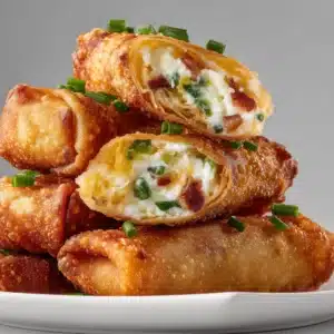 An extreme close-up shot of a perfectly fried jalapeno popper egg roll, highlighting its crispy, bubbly texture.