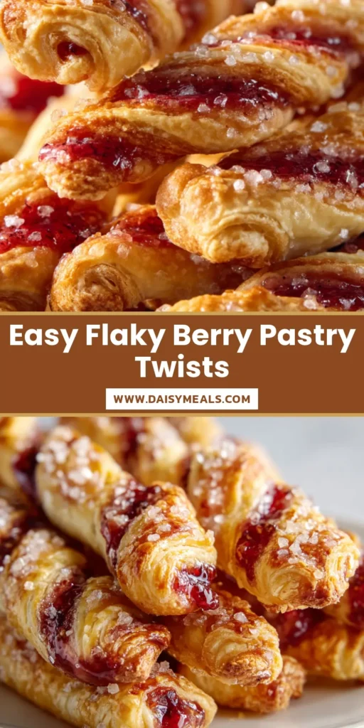 An overhead shot of several golden brown berry puff pastry rectangles on parchment paper, topped with mixed berries and dusted with powdered sugar.